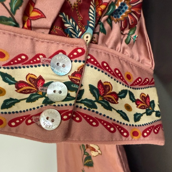 Farm Rio Garden Delight Pink Short Sleeve Maxi Dress • S • NWT - Picture 8 of 17